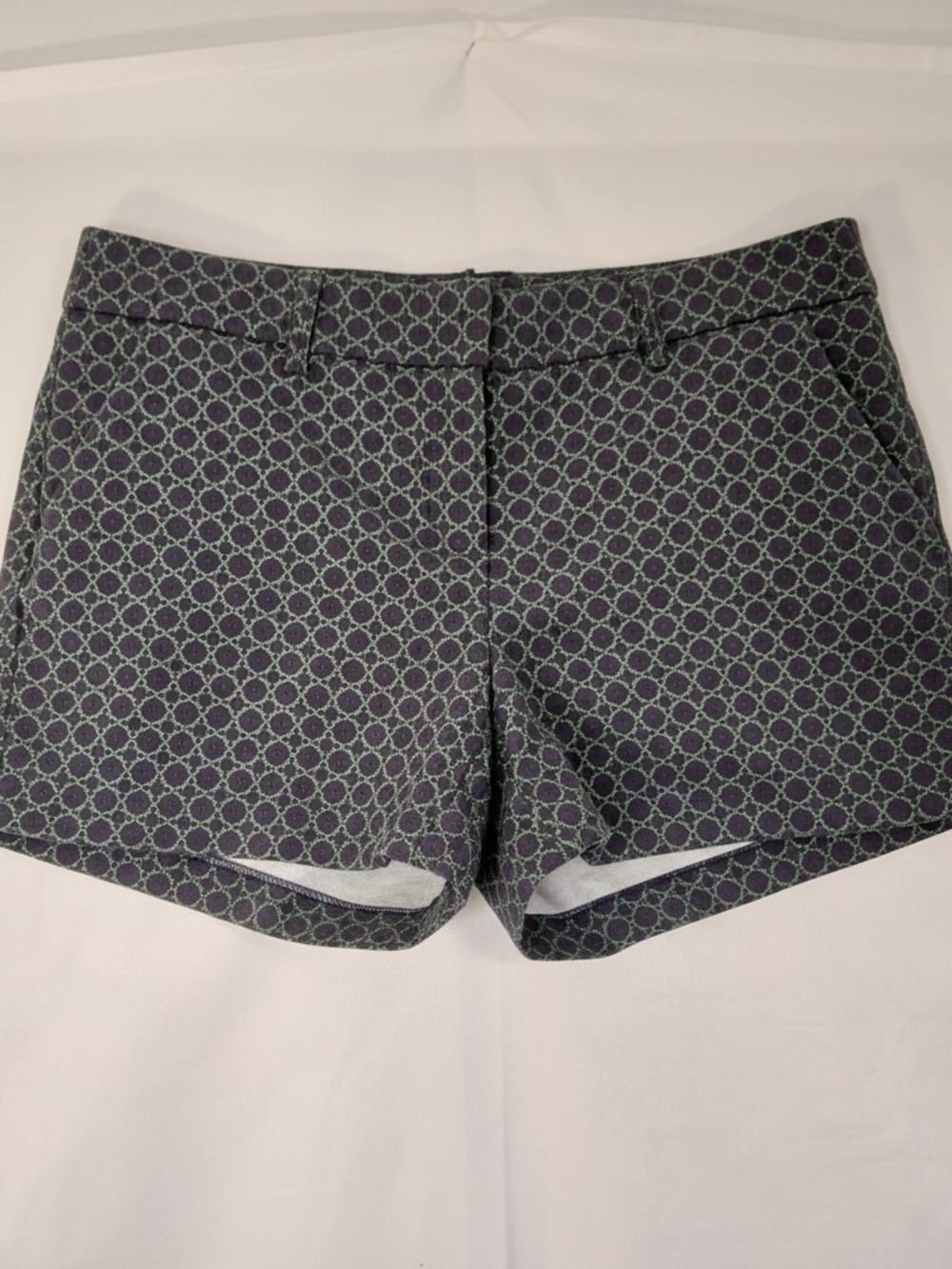Kenar High-Waist Blue Shorts with Green Geometric Motif